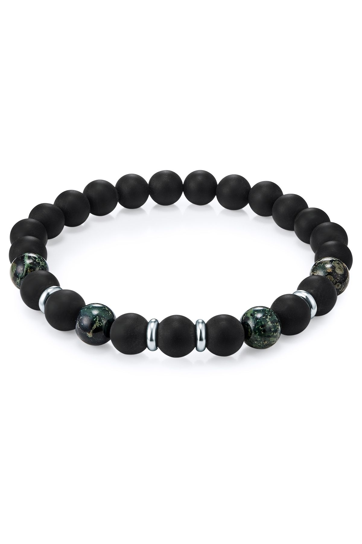 True Rebels-Edelsteinarmband Armband Achat schwarz Bird Stone grün 1