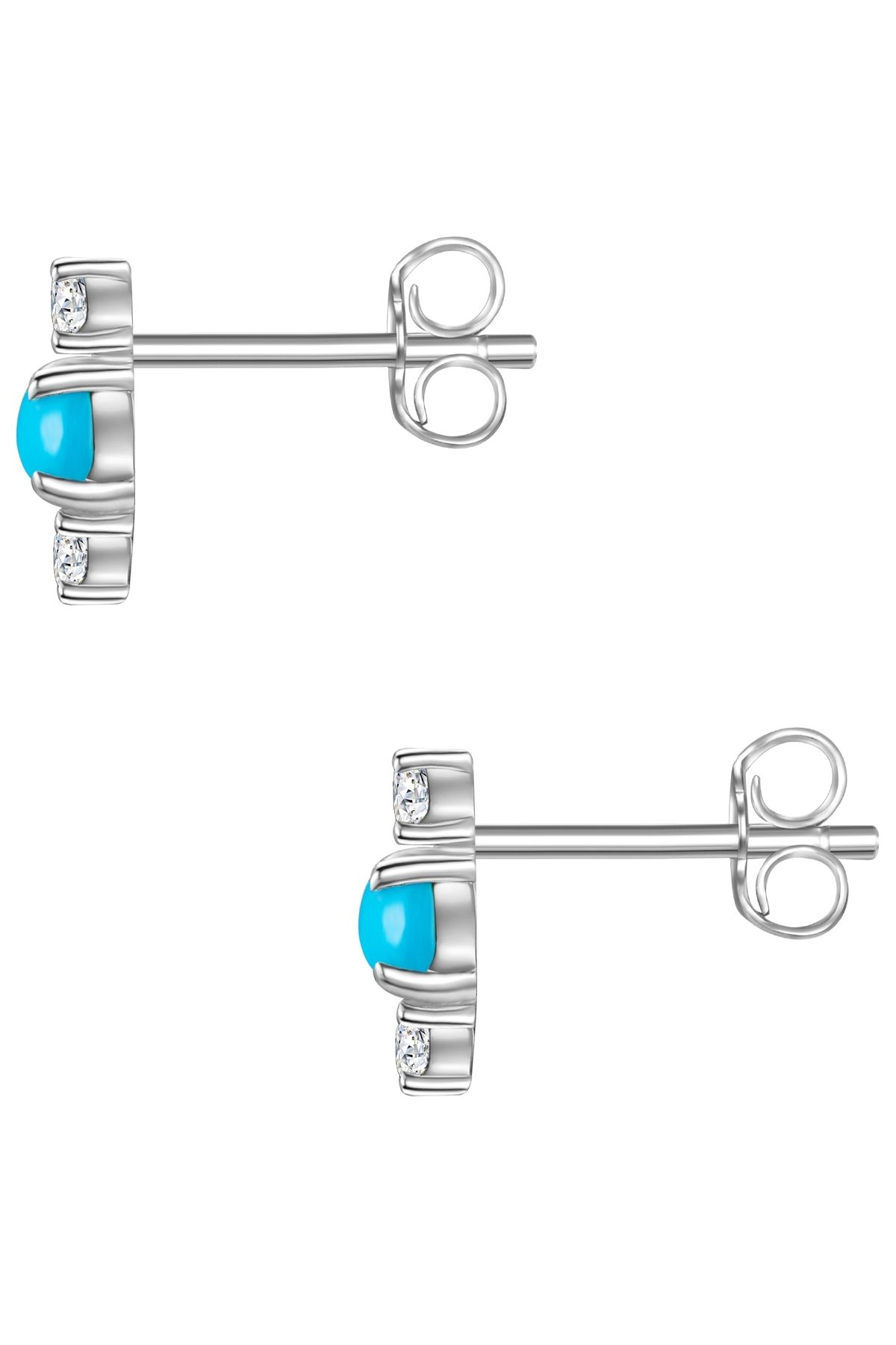 Glanzstücke München-Silberohrstecker Ohrstecker Sterling Silber Türkis (rek.) Zirkonia weiß 3