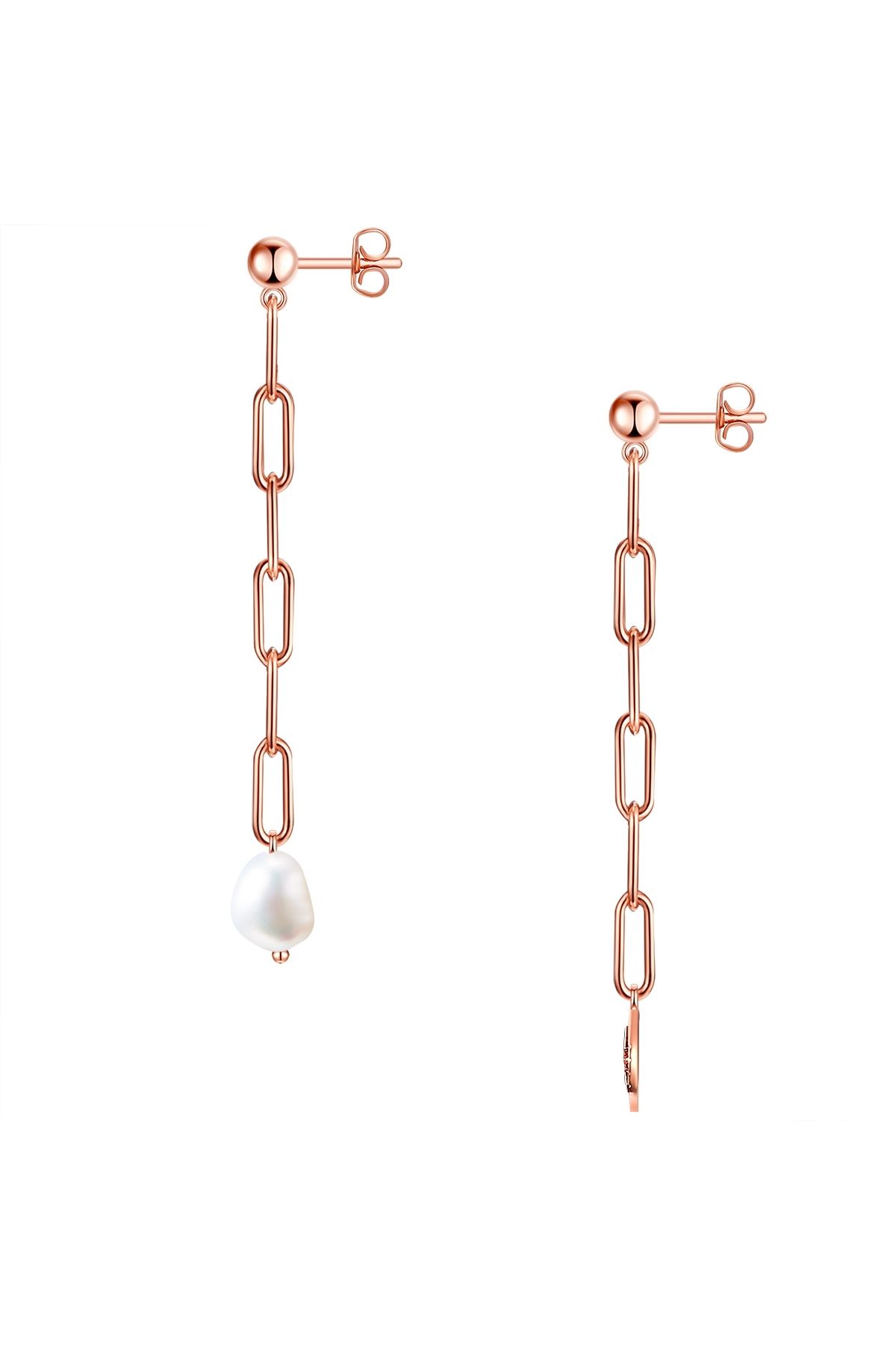 Valero Pearls-Edelstahlohrhänger Ohrhänger Edelstahl roségold Süßwasser-Zuchtperle weiß 3