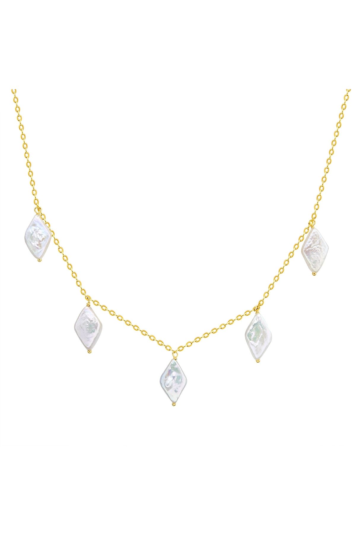 Valero Pearls-Perlenhalskette Kette Sterling Silber gelbgold Süßwasser-Zuchtperlen weiß 1