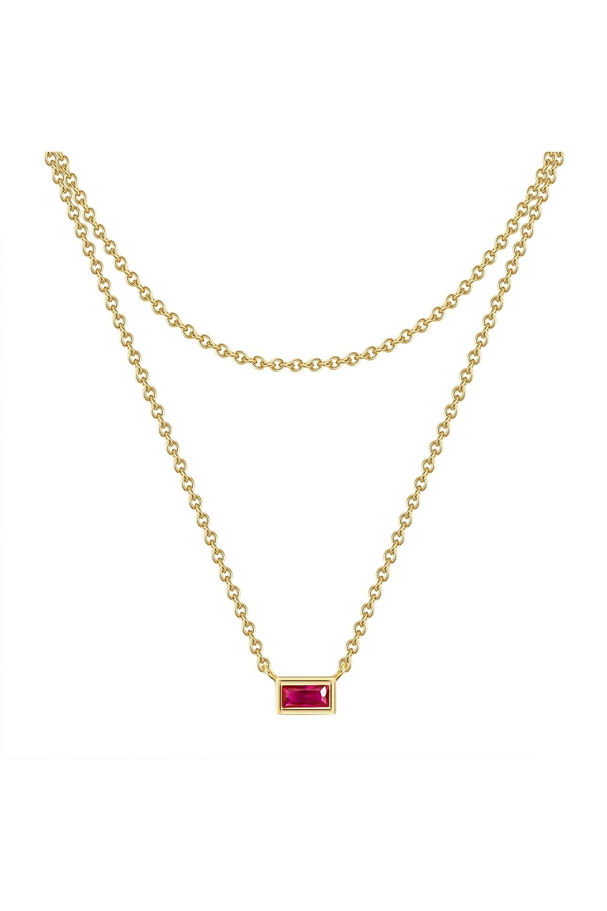 Glanzstücke München-Silberhalskette Kette mit Anhänger Sterling Silber gelbgold Korund 1