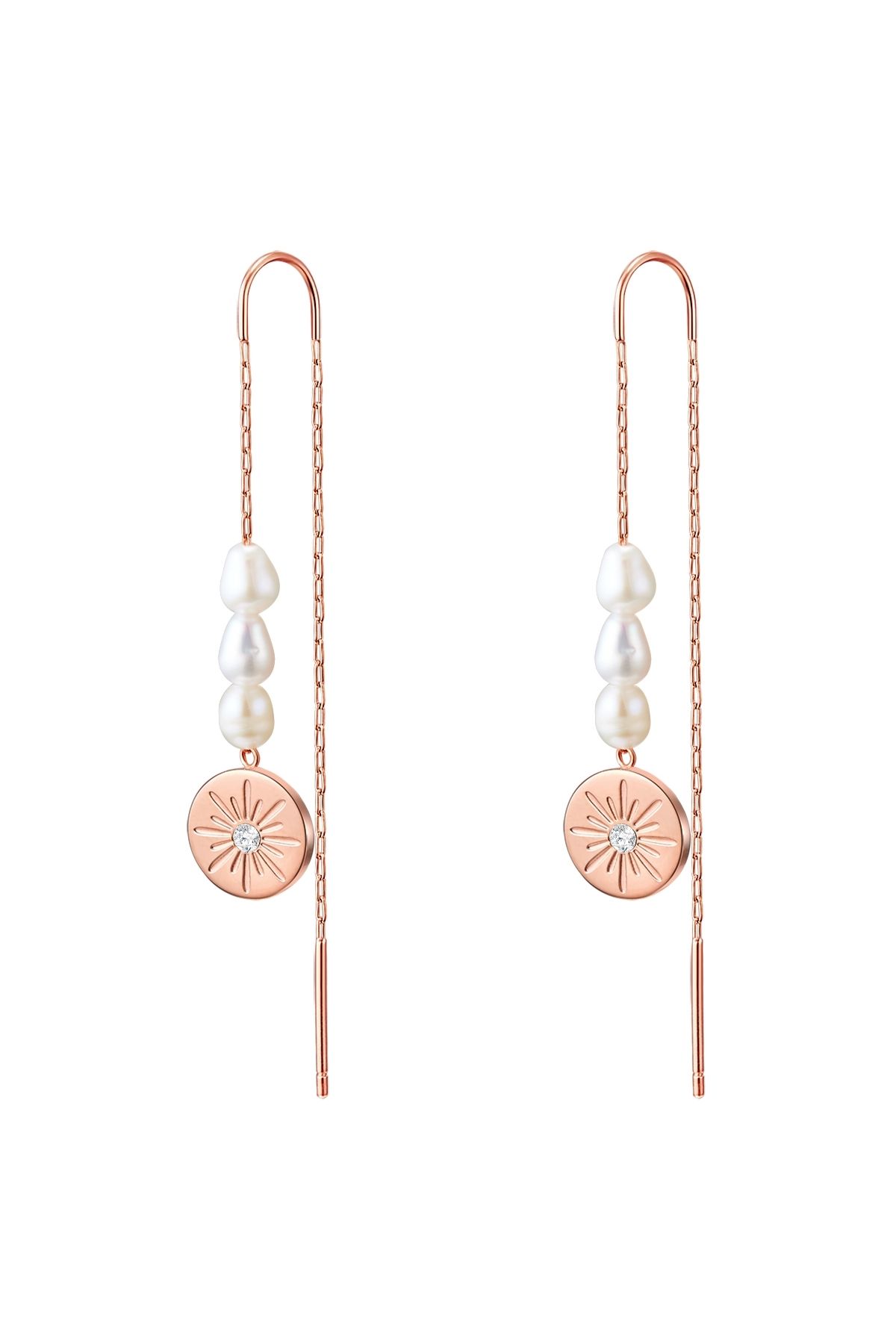 Valero Pearls-Edelstahlohrhänger Ohrhänger Edelstahl roségold Süßwasser-Zuchtperle weiß Preciosa weiß 1