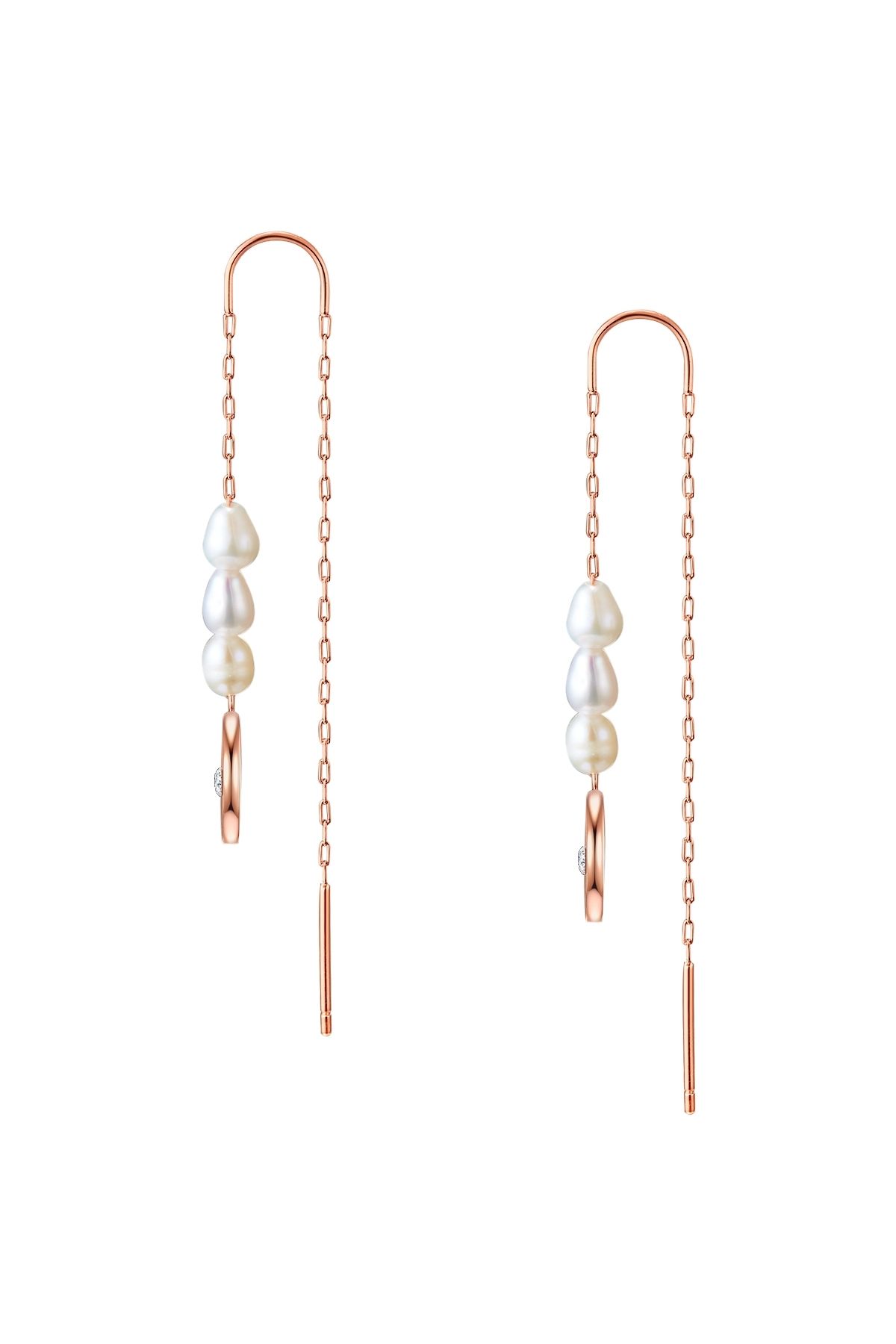 Valero Pearls-Edelstahlohrhänger Ohrhänger Edelstahl roségold Süßwasser-Zuchtperle weiß Preciosa weiß 2