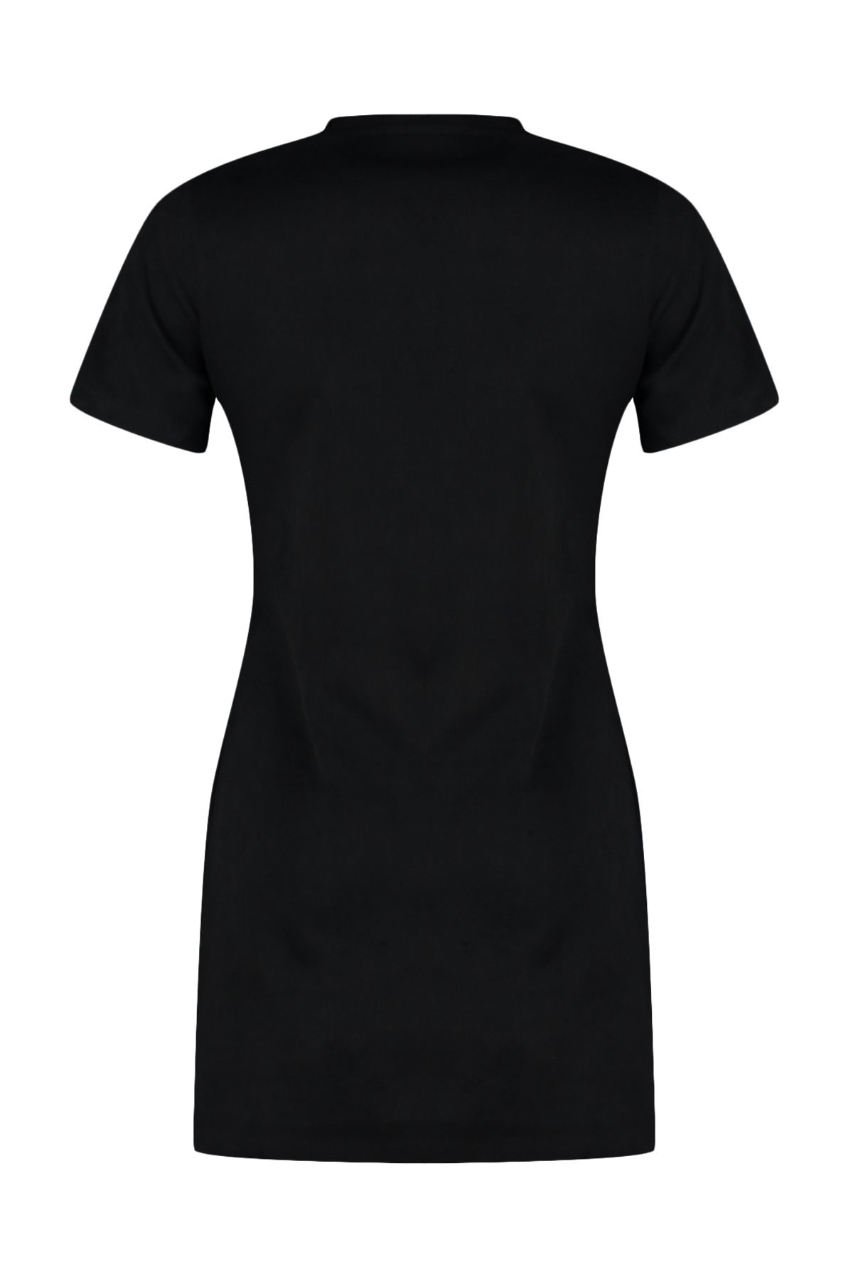 Trendyol Collection-Rochie neagră tricotată mini din piele de căprioară cu detaliu de piatră, cu decolteu rotund TWOAW24EL00523 8