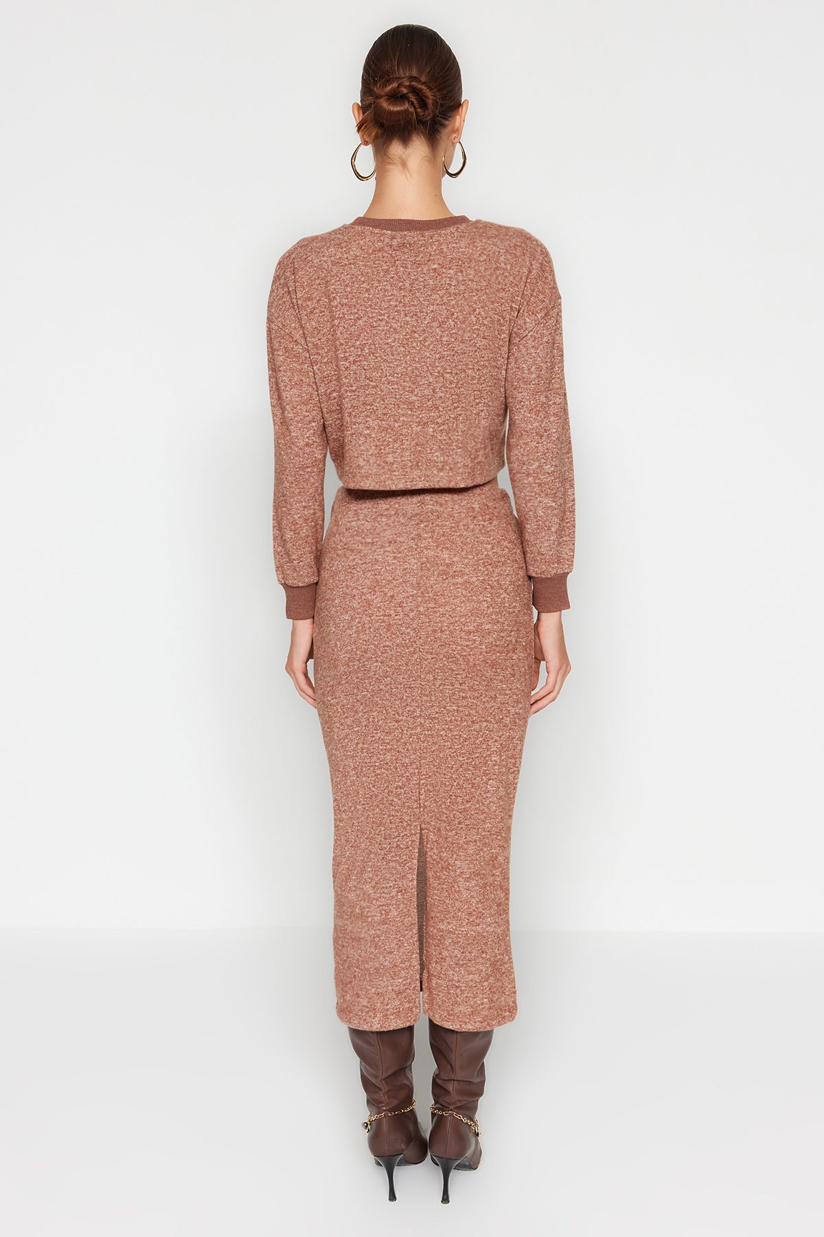 Trendyol Collection-Camel Soft Fabric Knitted Top and Bottom Set TWOAW24AU00071 6