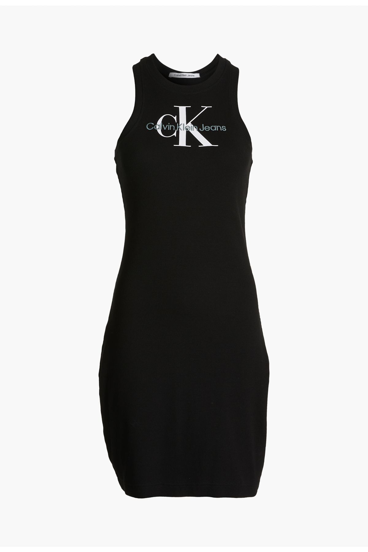 Calvin Klein Ärmelloses, schmal geschnittenes Kleid aus Baumwollstretch mit  Neckholder und Logo - Trendyol