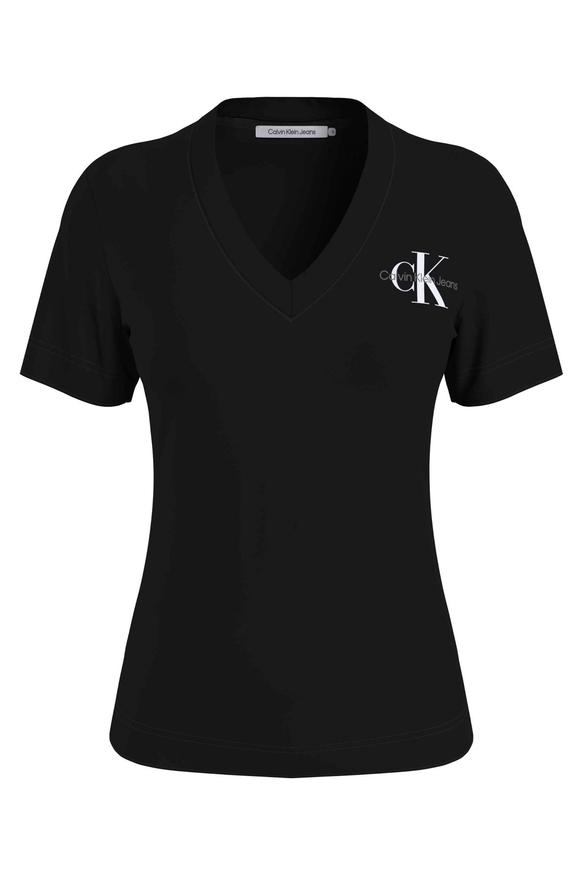Calvin Klein Schlankes Monologo-T-Shirt mit V-Ausschnitt - Trendyol