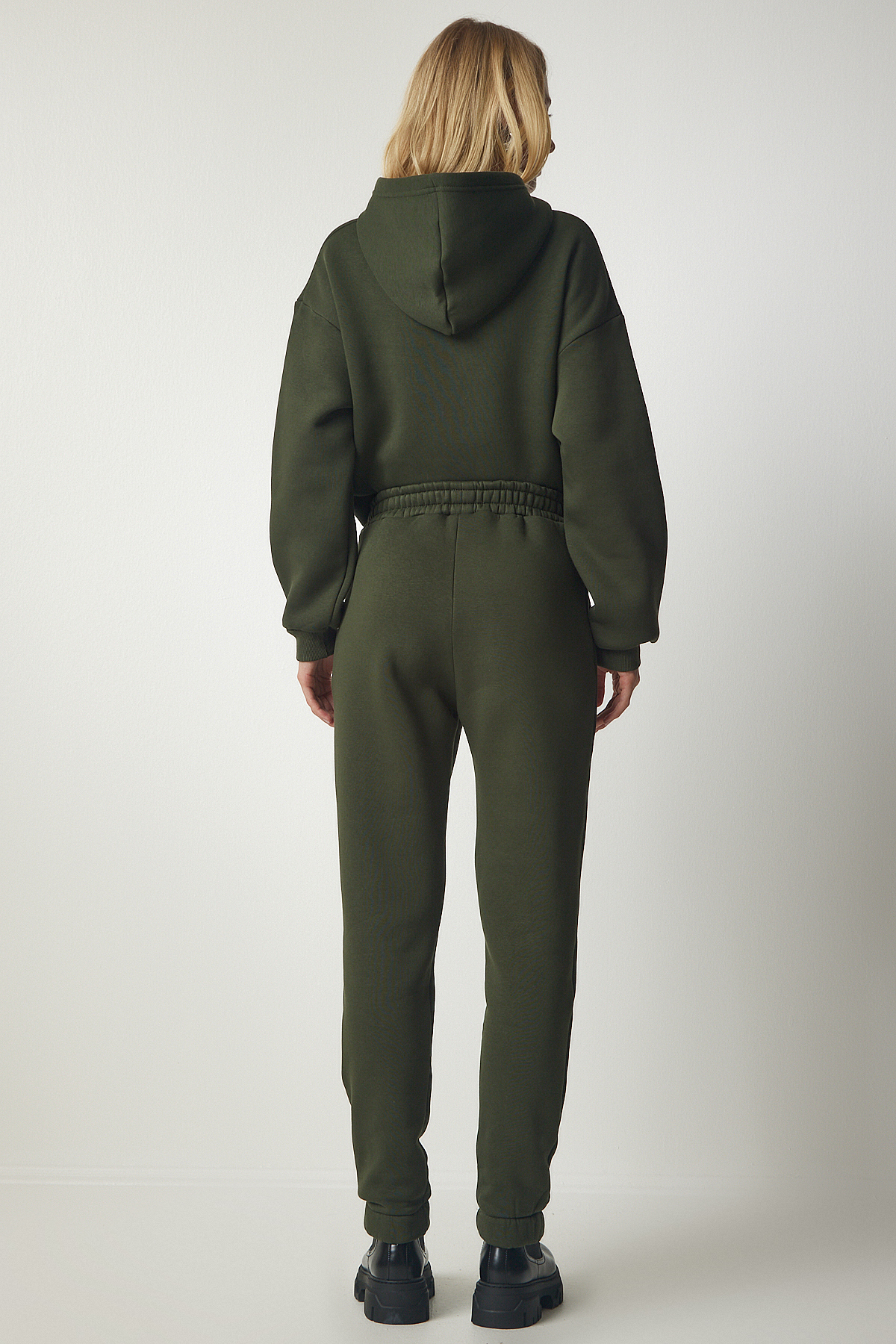 Happiness İstanbul Damski zestaw dresowy z kapturem w kolorze khaki DD00762