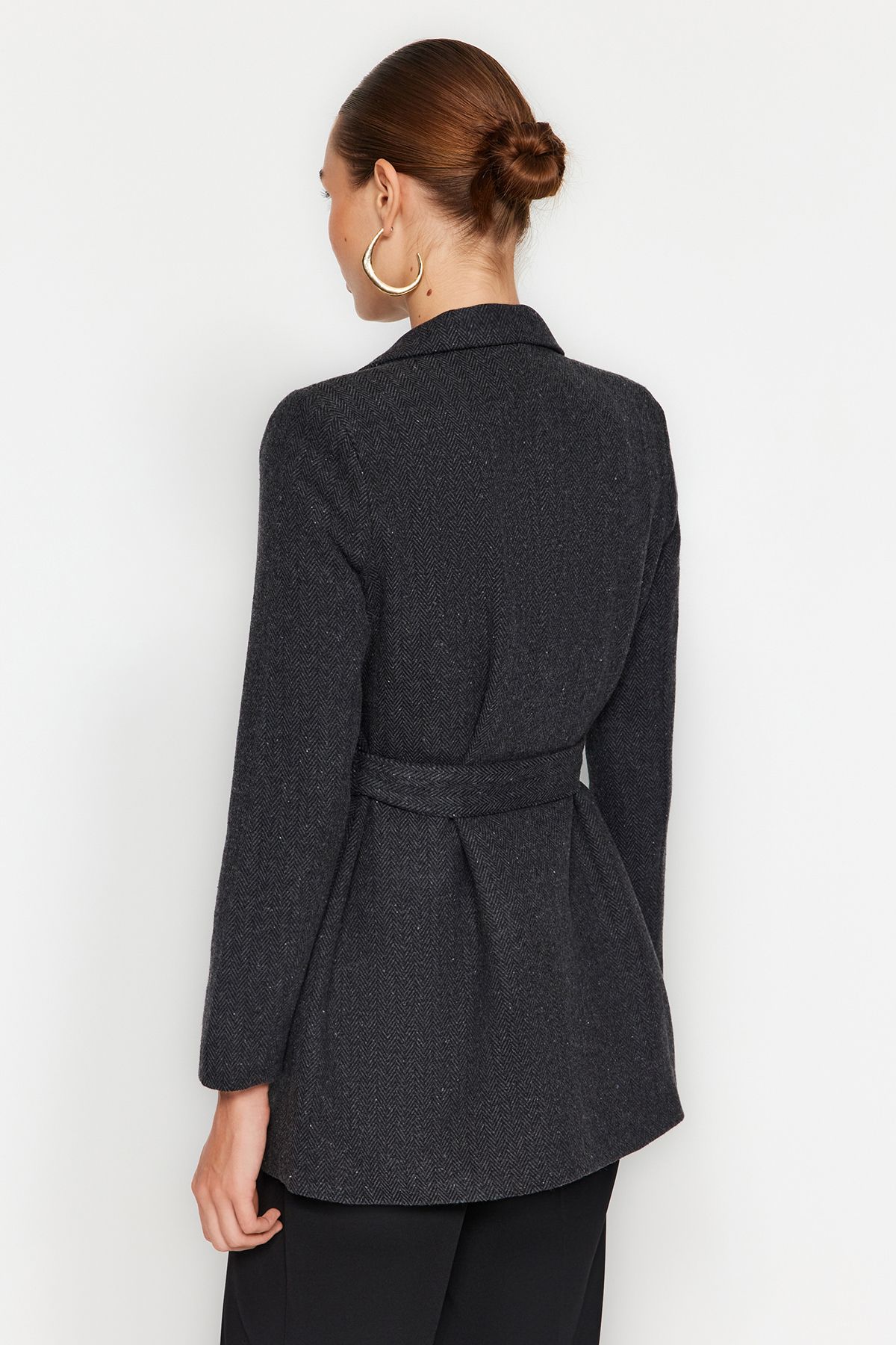 Trendyol Collection-Schwarzer, regulärer, gewebter Blazer mit Krawattendetails TWOAW24BC00017 6