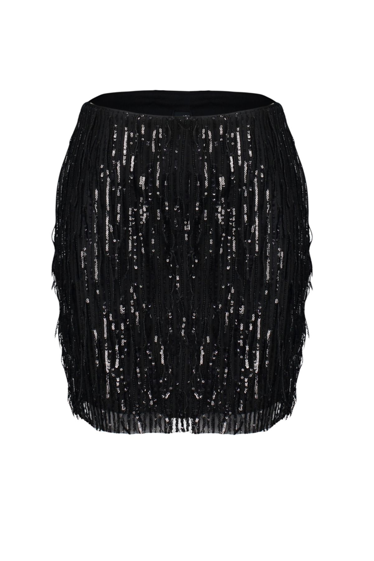 Trendyol Collection-Fustă cu paiete cu sclipici negre Fustă așezată pe corp TPRAW24ET00007 7