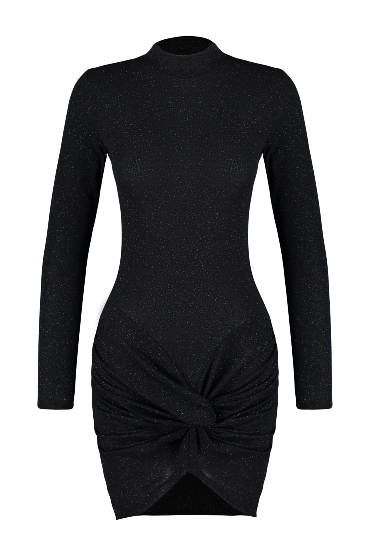 Trendyolmilla  Siyah Simli Örme Kısa Şık Abiye Gece Mezuniyet Elbisesi TPRAW24EL00006 - Görsel 7