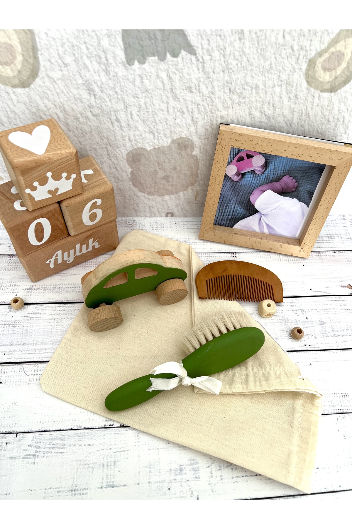 Bebek anı küpü 5li set yeşil