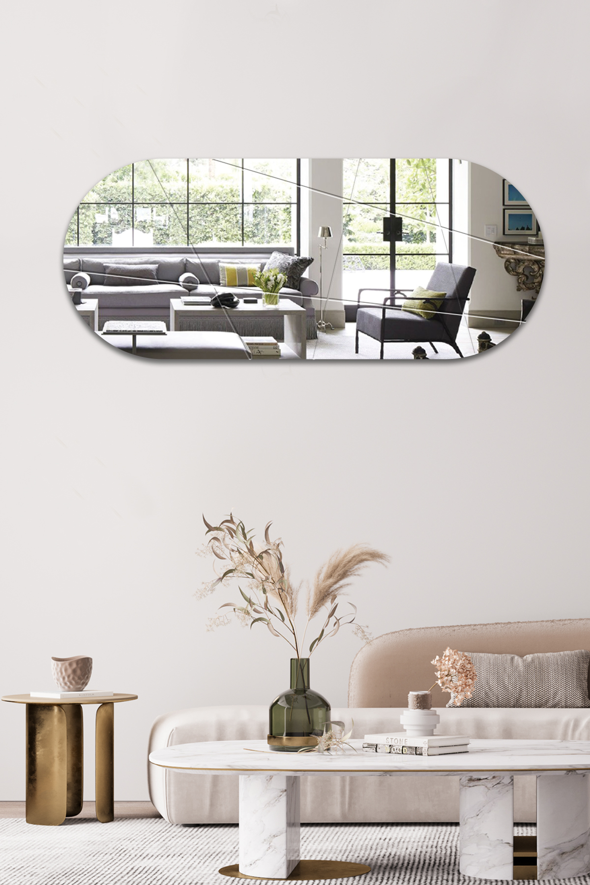 Mirror | Flat Mirror |Victory Design Oval Mirror with Channel | 50cm x 120cm