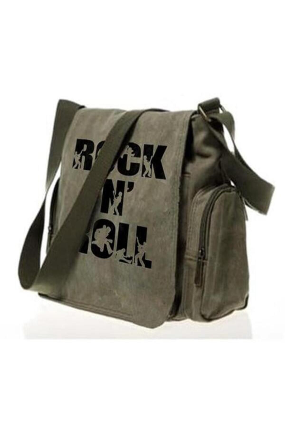 DEEFWEAR Geantă Messenger Verde Unisex - Rock N Roll Printed Unisex - One Size