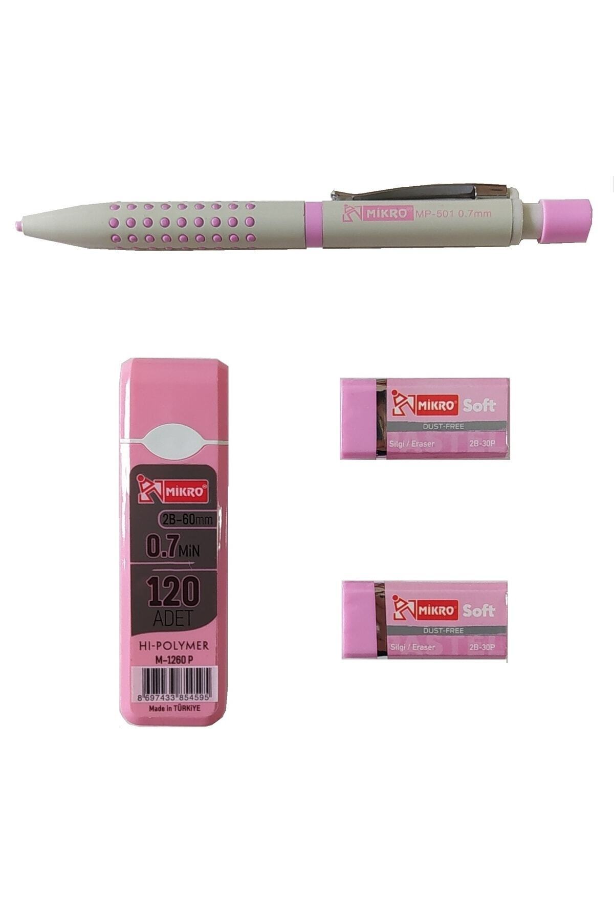 Mikasso-مجموعة أقلام V. بألوان الباستيل (mp-501 0.7 V. Pen + 120 قلم هاي بوليمر 60 مم 2b Nib + 2 ممحاة ناعمة) 1