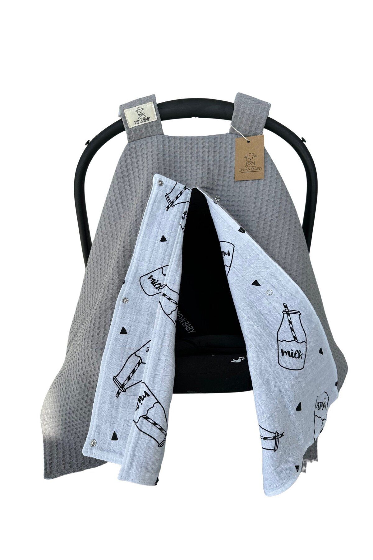 ENHA BABY 100 Cotton Double Sided Stroller Cover Gray Honeycomb