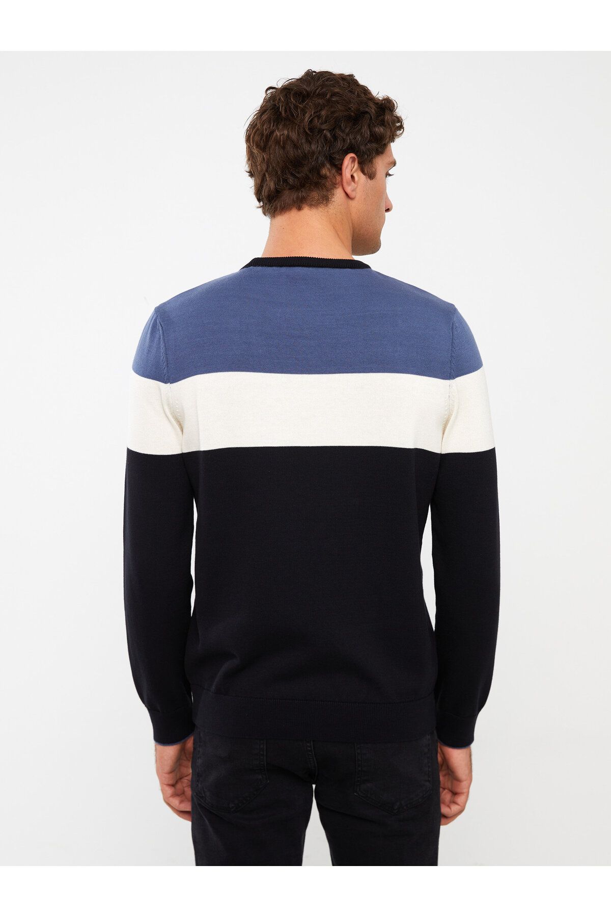 LC Waikiki-Ανδρικό Πλεκτό Πουλόβερ - Crew Neck, Μακρύ μανίκι, Color Block 5