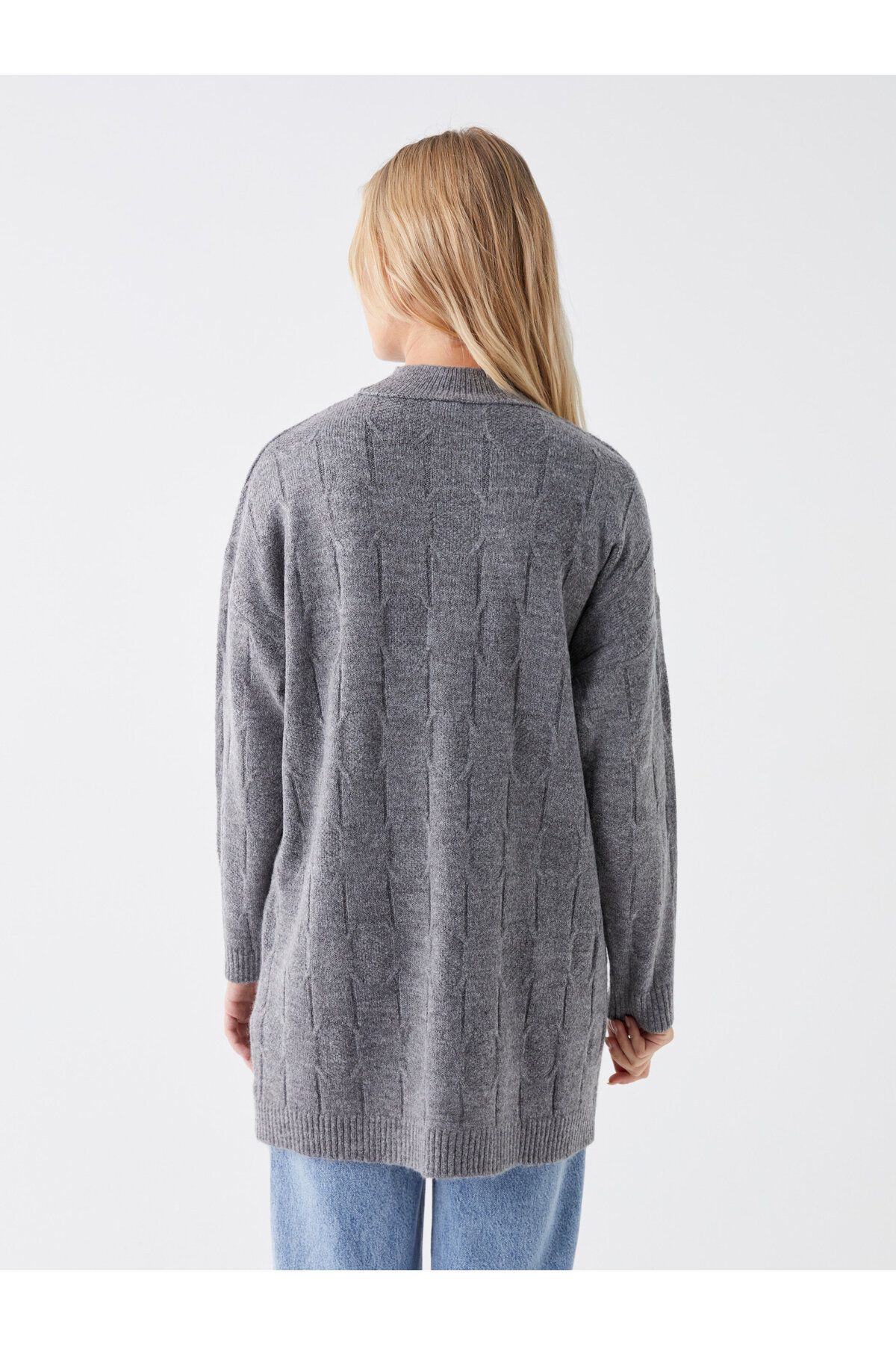 LC Waikiki-Halber Rollkragen, selbst gemustert, langärmelig, Übergröße, Stricktunika für Damen 5
