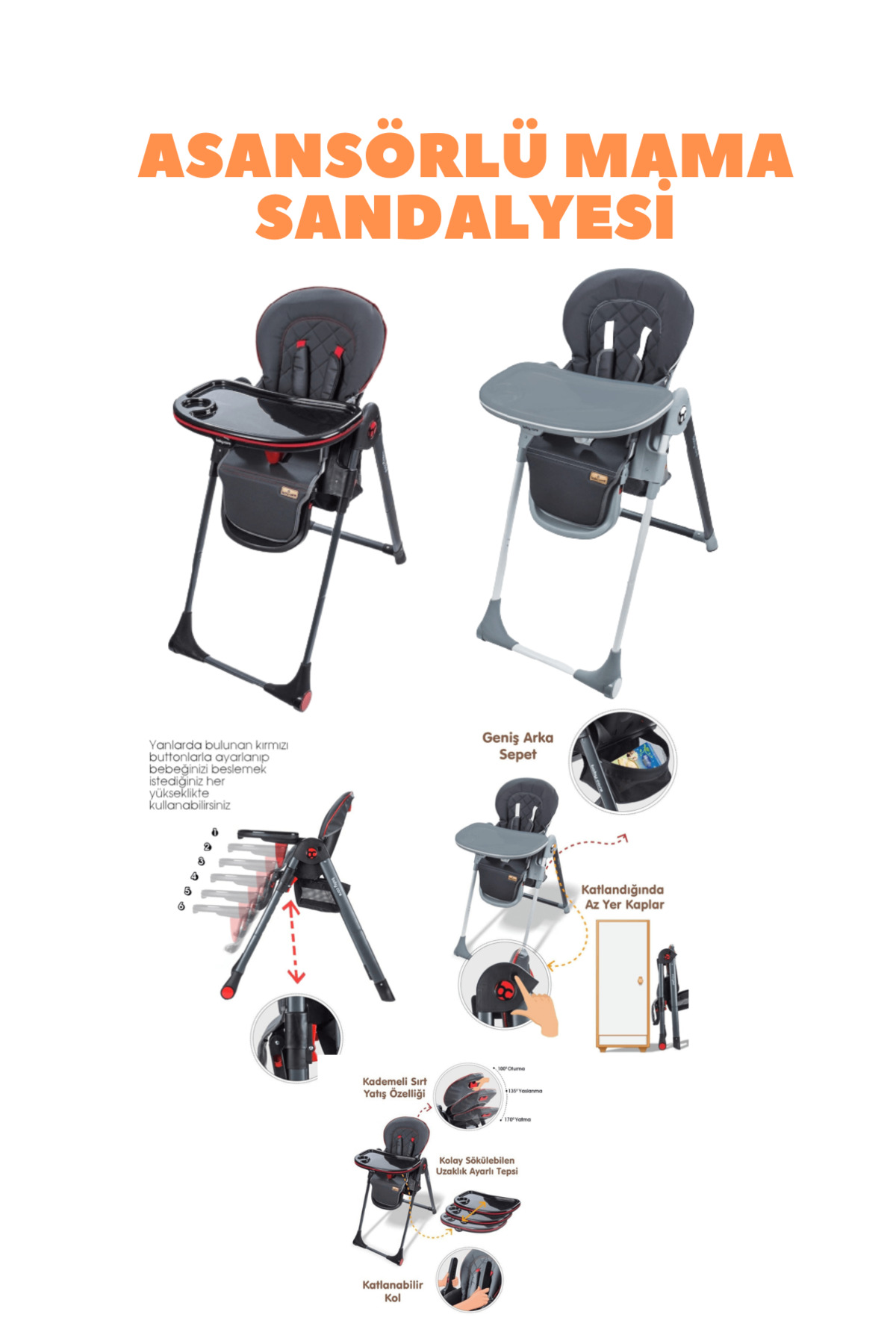 TURHAN BEBE Yeni Doğan Çeyiz Seti Bebek Arabası + Anne Yanı Beşik + Yürüteç +Mama Sandalyesi + ANA DİZİ fotoğrafı 2 (önizleme)