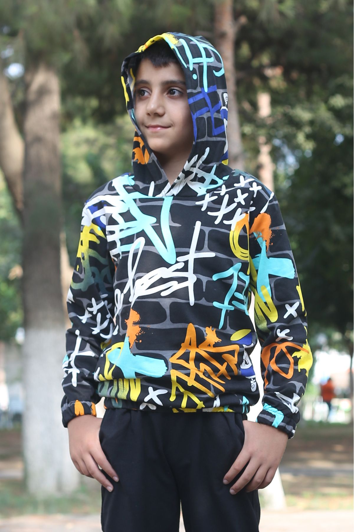 han elegant hooded patterned boy sweatshirt 7 14 years old