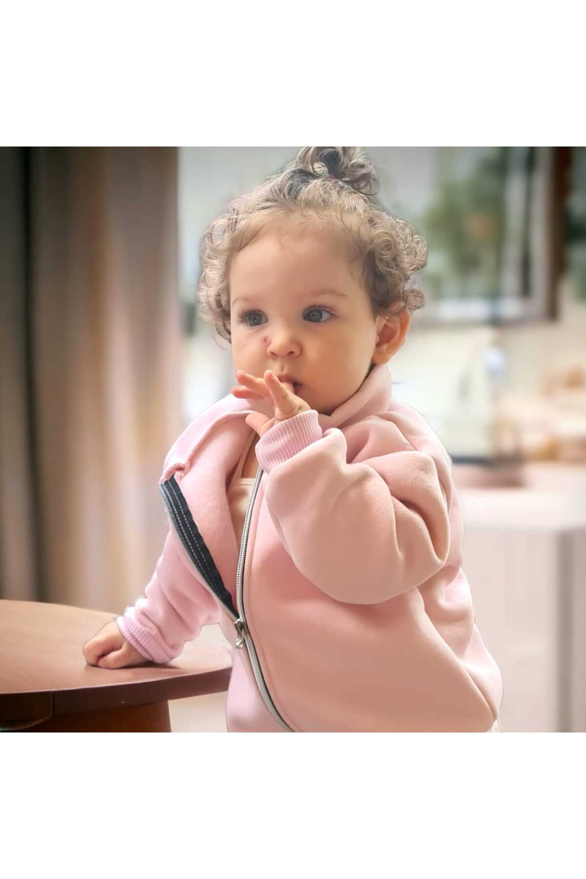 BEBEĞİME ÇORAP Bebek Çocuk Dik Yaka İçi Polar Fermuarlı Hırka fotoğrafı 3 (önizleme)