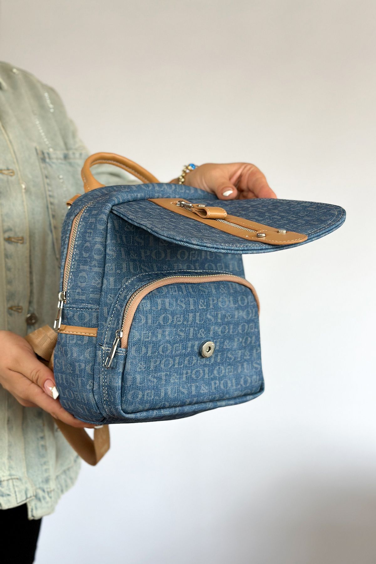 Kipling 2024 denim backpack