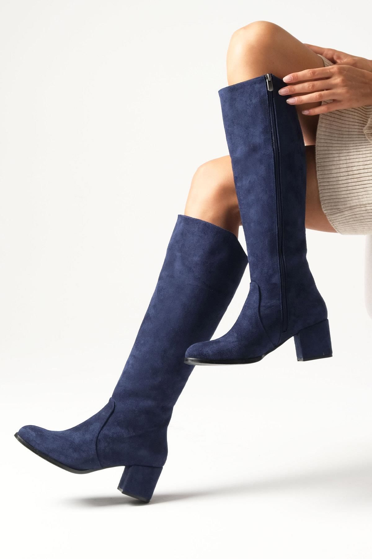Mio Gusto Bella Navy Blue Side Zipper Thin Faux Fur Lined Women s