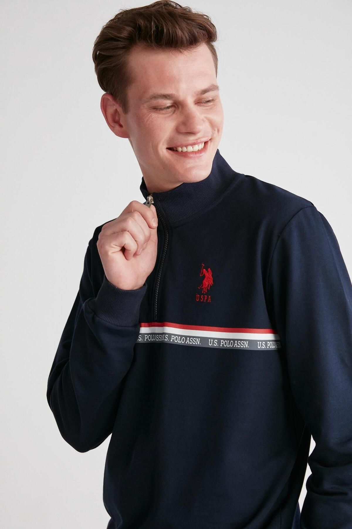 U.S. Polo Assn. ست لباس خواب یقه گرد مردانه آبی سرمه ای