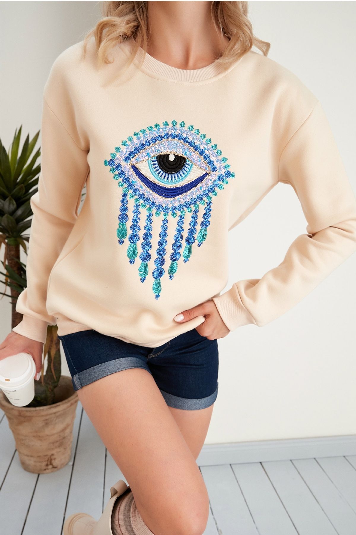 FEMELLE Women s Powder 3 Thread Raised Eye Pattern Sequin Sequin