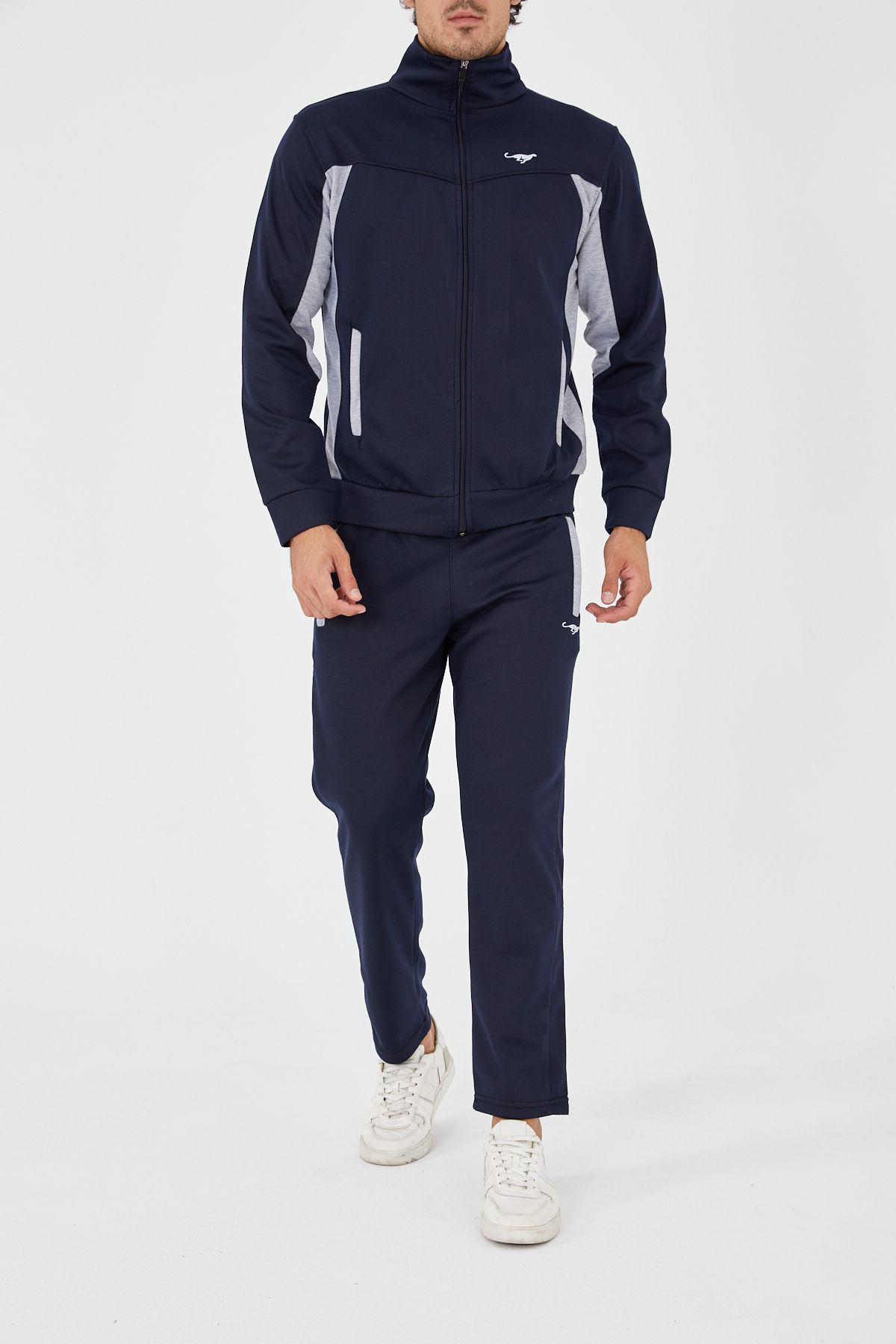 3MODA-Men's High Collar Straight Leg Tracksuit Set 2