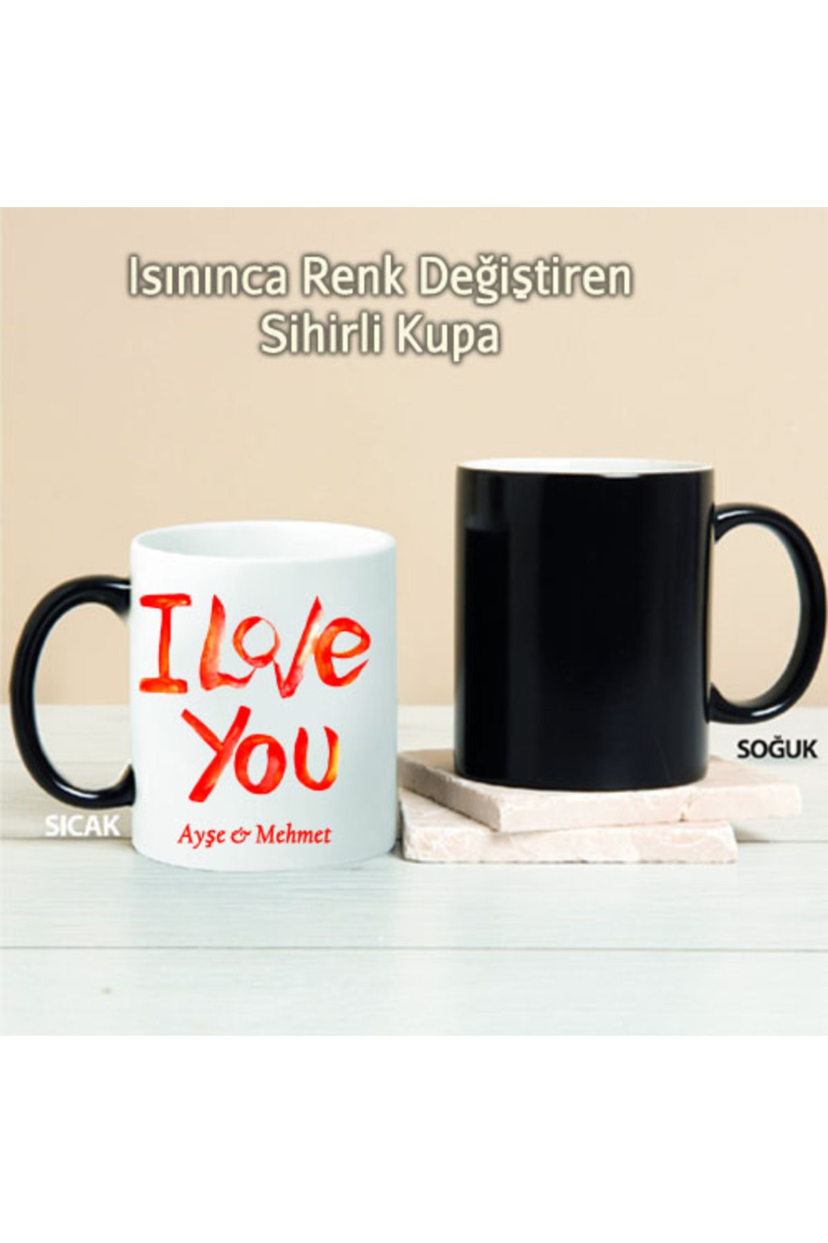 Genel Markalar I Love You Kişiye Özel Sihirli Kupa Pi97