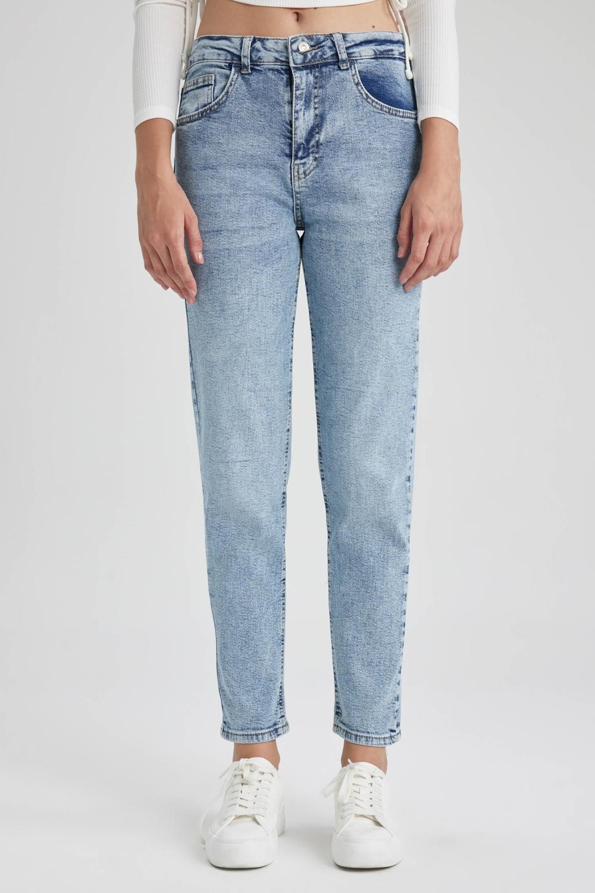 Defacto Mom Fit Ankle Length Jean Trousers Trendyol