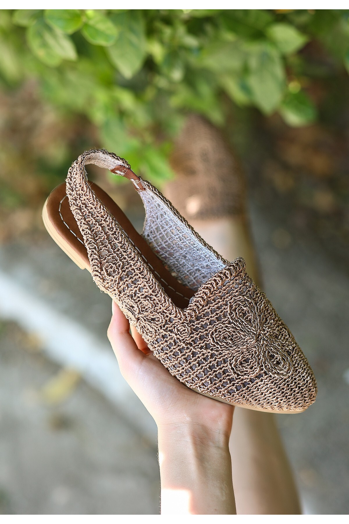 Miay Krem Örgülü Sandalet