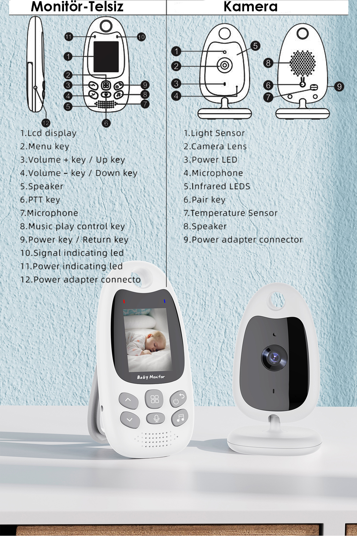 TECHNOMEN Bebek izleme monitörü 2 inç ekran kablosuz Video renkli gece görüş bebek telsizi bebek kamerası fotoğrafı 4 (önizleme)