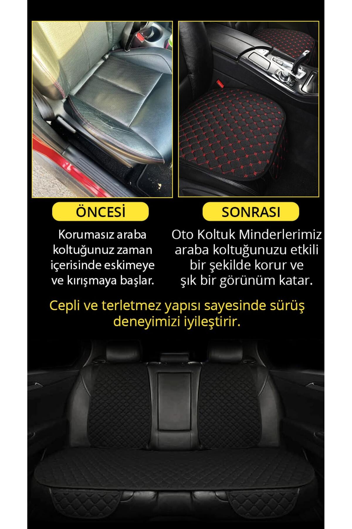 TORPEDO Tay Tüyü Cepli & Terletmez Sırtlı Oto Koltuk Minder Seti - Koltuk Koruma Kılıfı (ÖN & ARKA TAM SET) fotoğrafı 3 (önizleme)