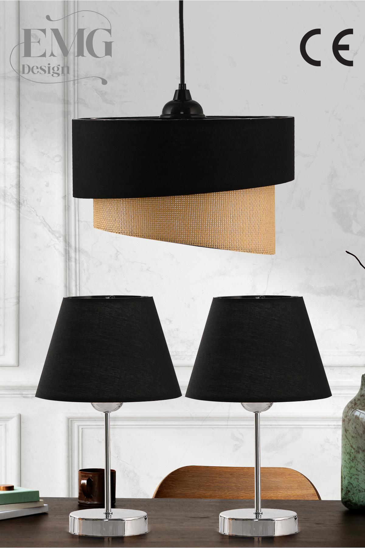 Fabric Galaxy Modern Cake Single And 2-Li Gold Lampshade Set GalaxiSet