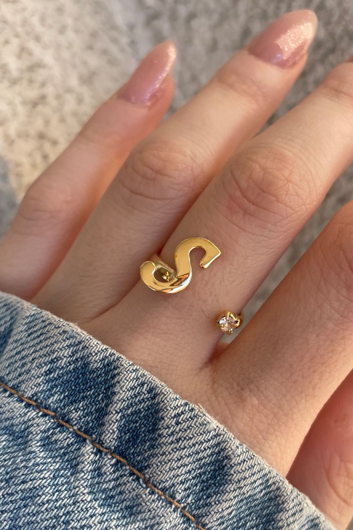 Gold plated 'S' initial ring | Gold rings fashion, Gold bride jewelry,  Beautiful jewelry ring