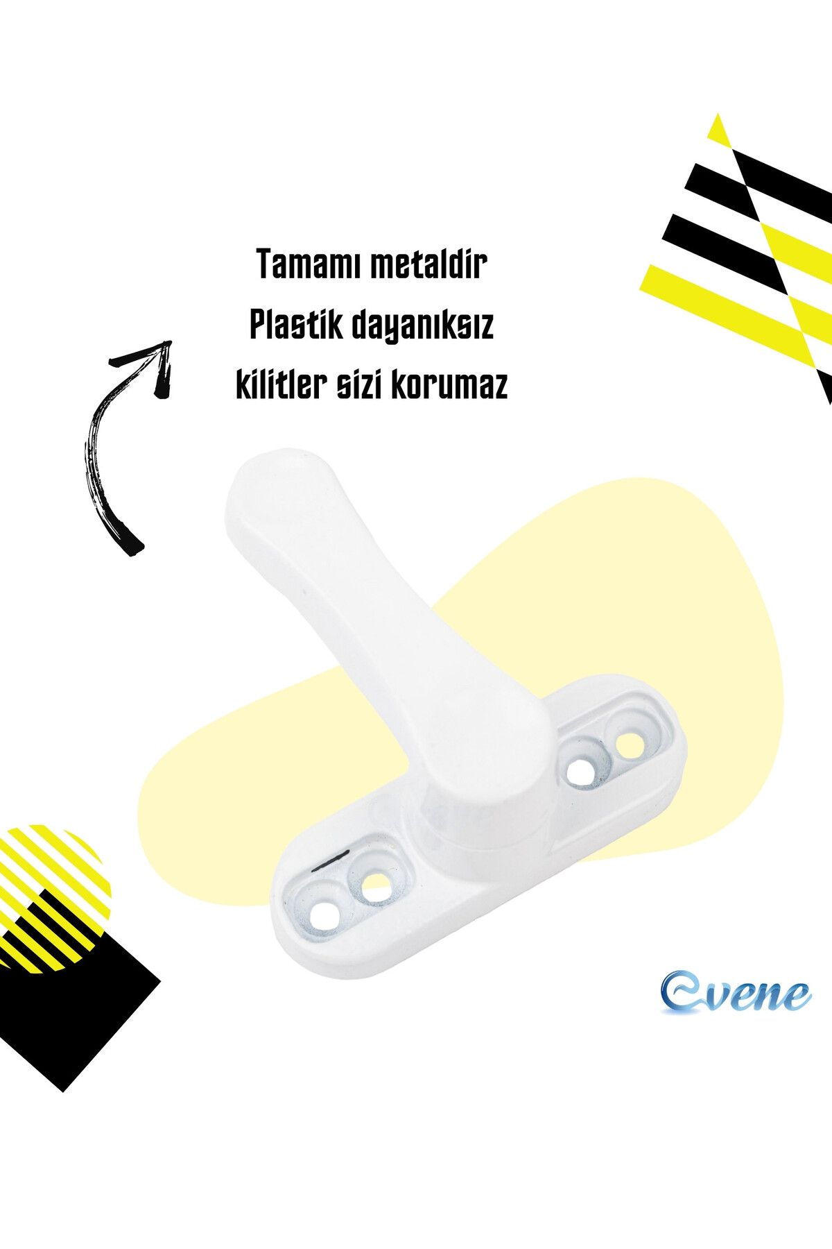 Evene-Pimapen Door Lock Pimapen Window Lock Window Safety Lock Latched Lock 2 Pieces White 3