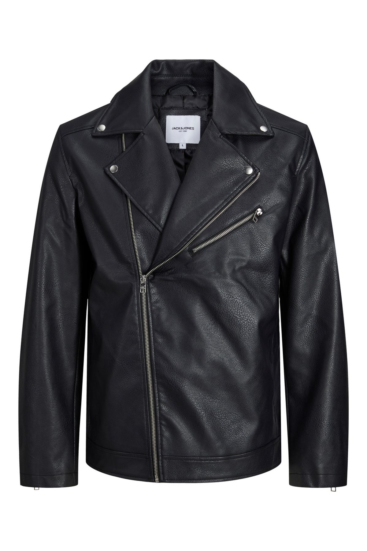 Jack Jones Black Rocky Leather Jacket Trendyol