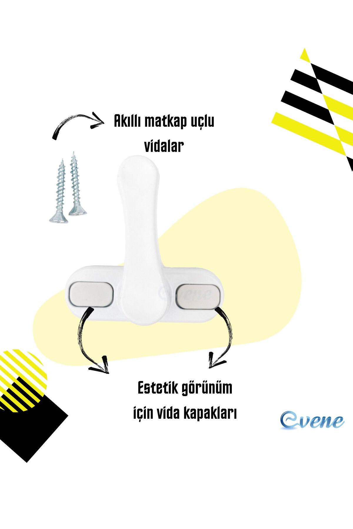 Evene-Pimapen Door Lock Pimapen Window Lock Window Safety Lock Latched Lock 2 Pieces White 4