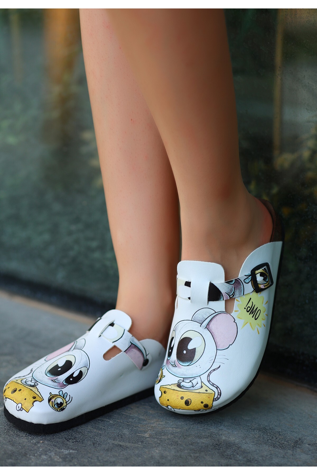 Tonny Beyaz Cilt Fareli Terlik