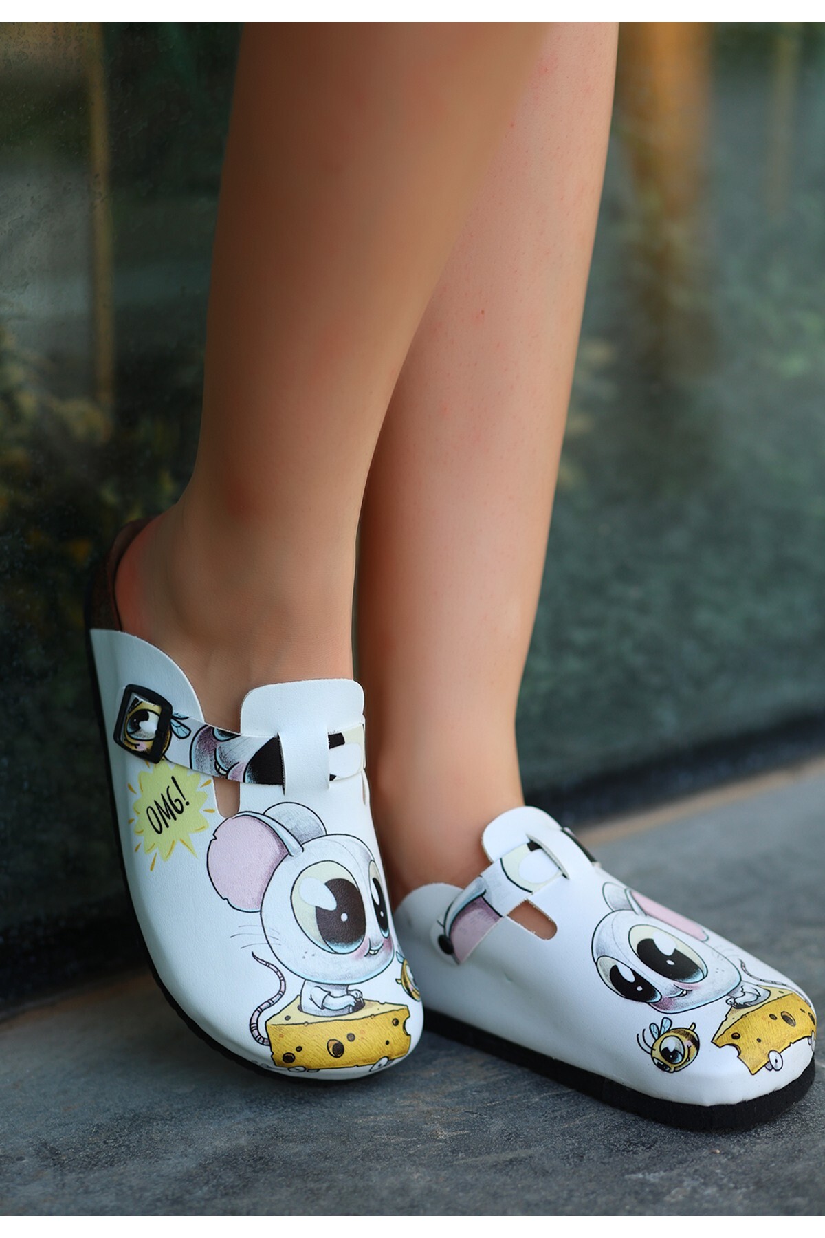 Tonny Beyaz Cilt Fareli Terlik