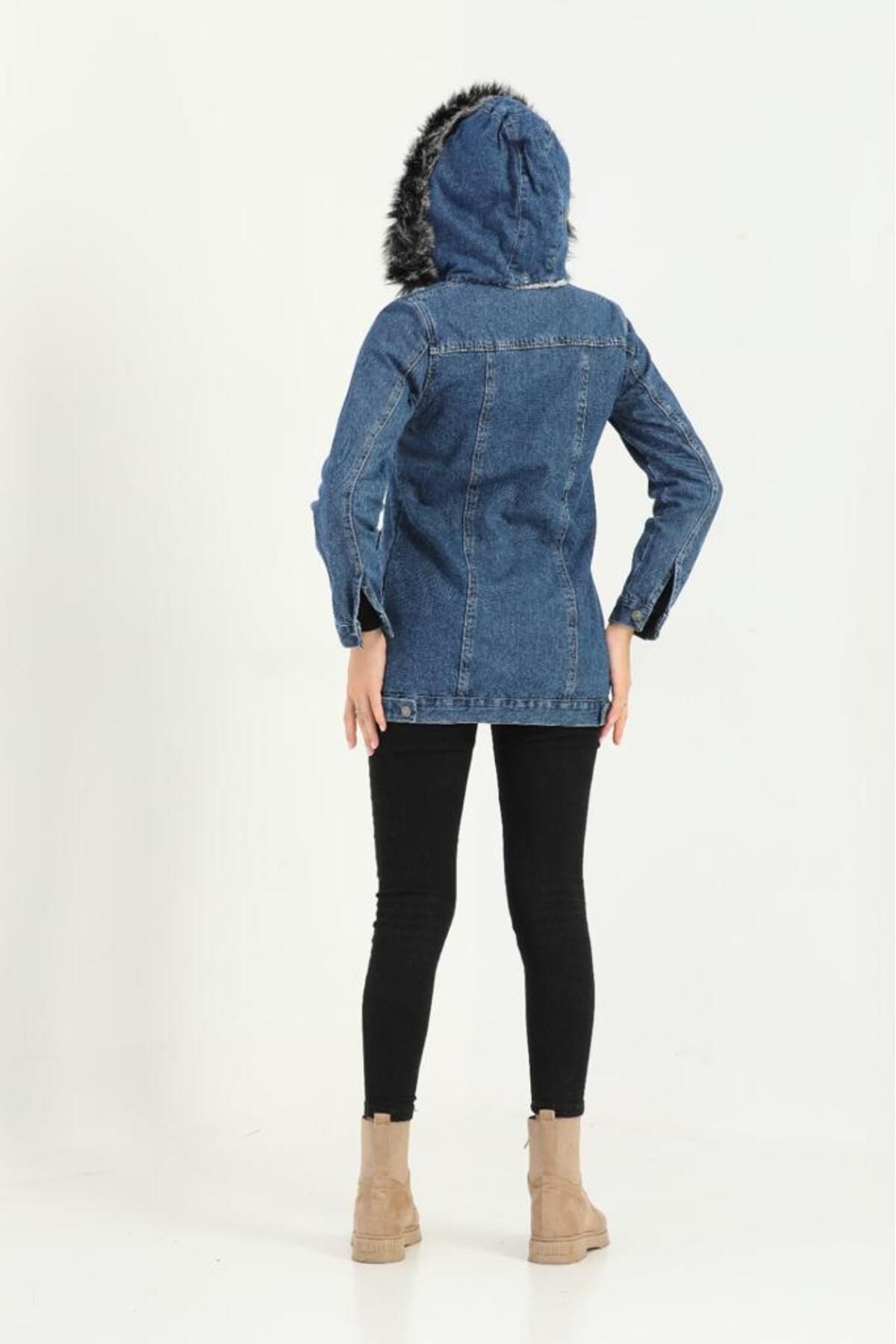 Denim jacket with deals fur hood