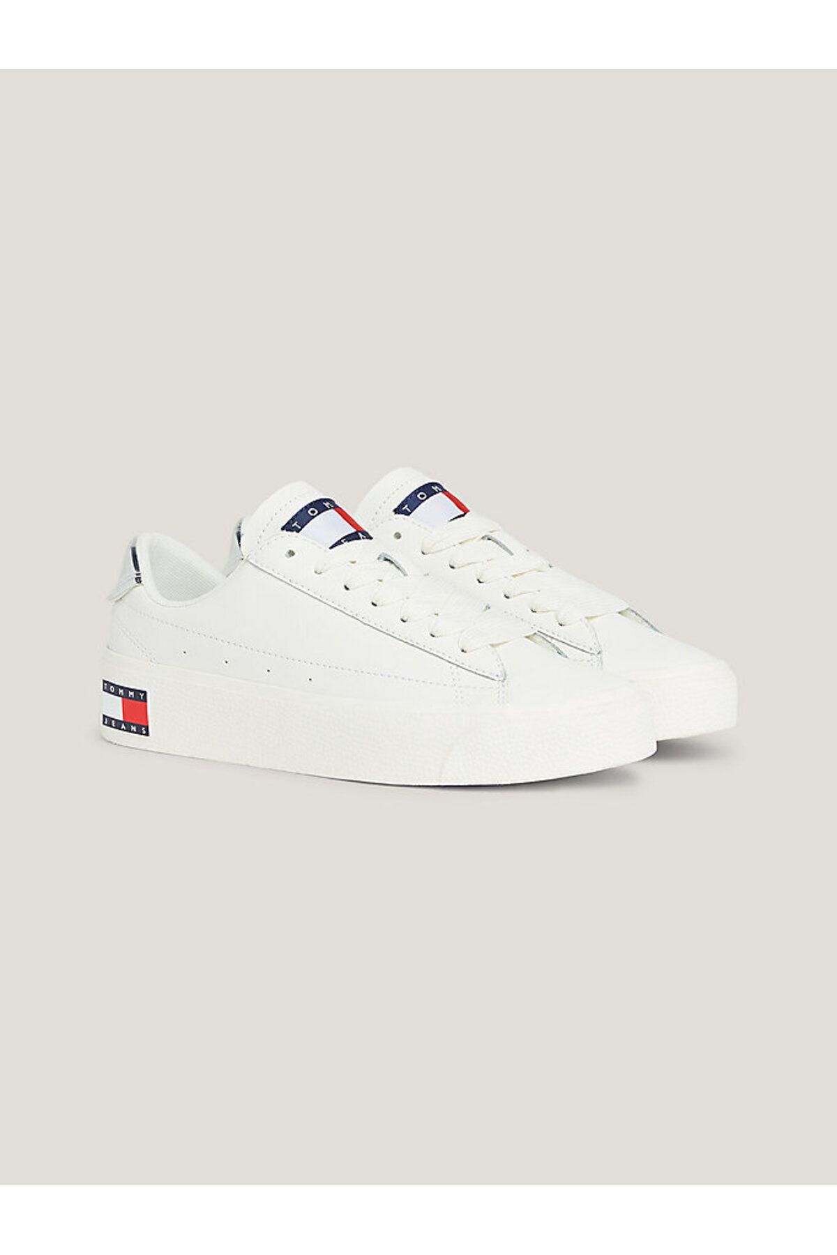 Tommy Hilfiger Leren Platformsneaker Met Metallic Hiel In 48 OFF