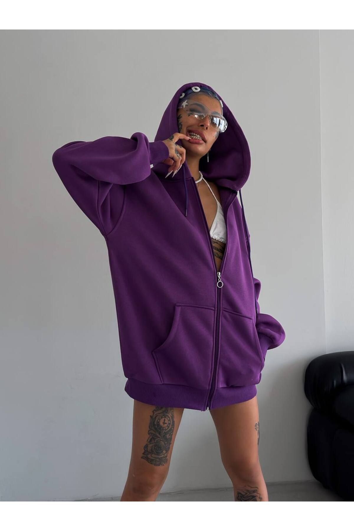 Dark purple sales zip up hoodie