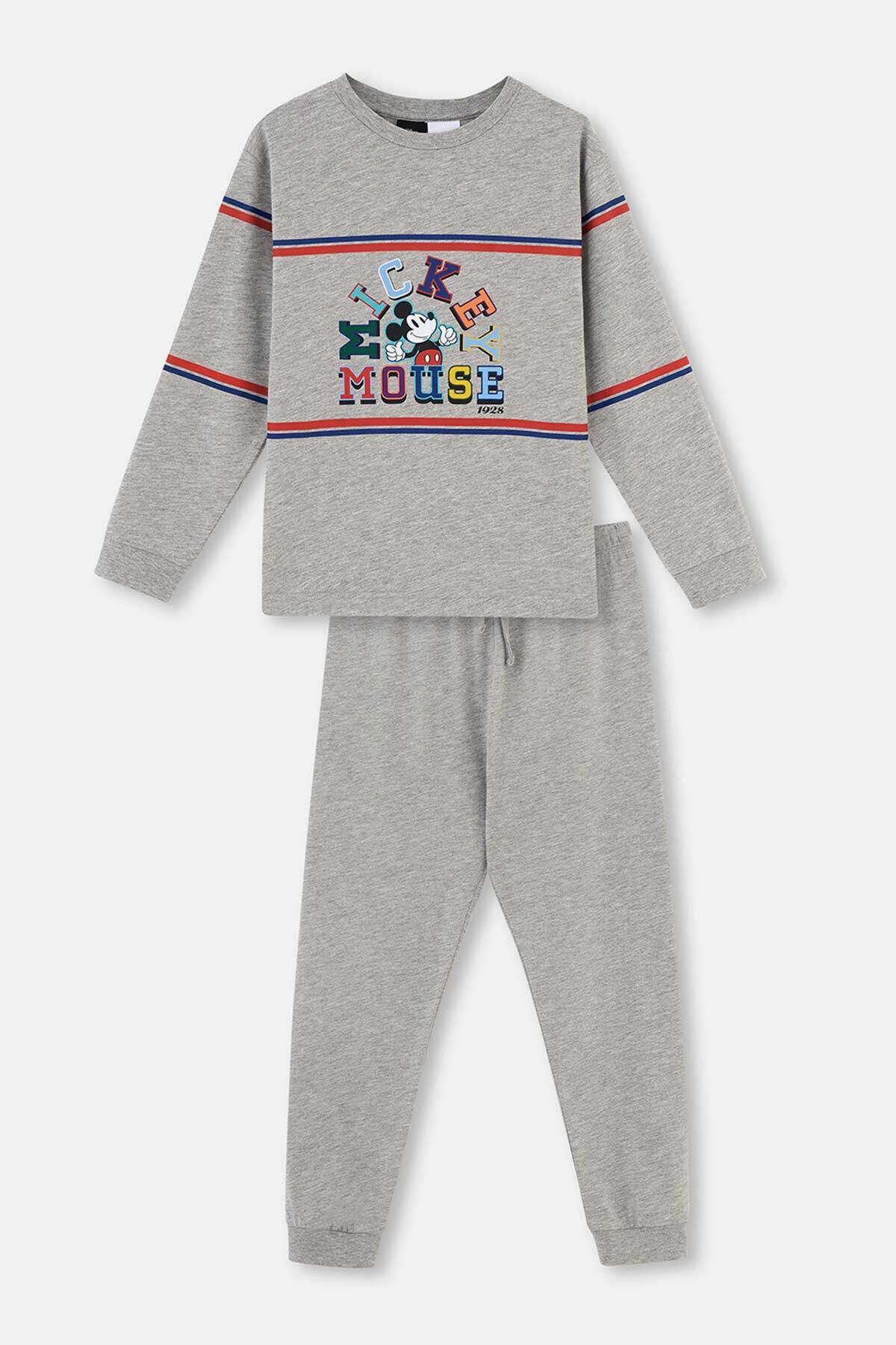 Dagi Gri Melanj M ckey Mouse Lisansl Bisiklet Yaka Uzun Kollu Pijama Tak m Fiyat Yorumlar Trendyol