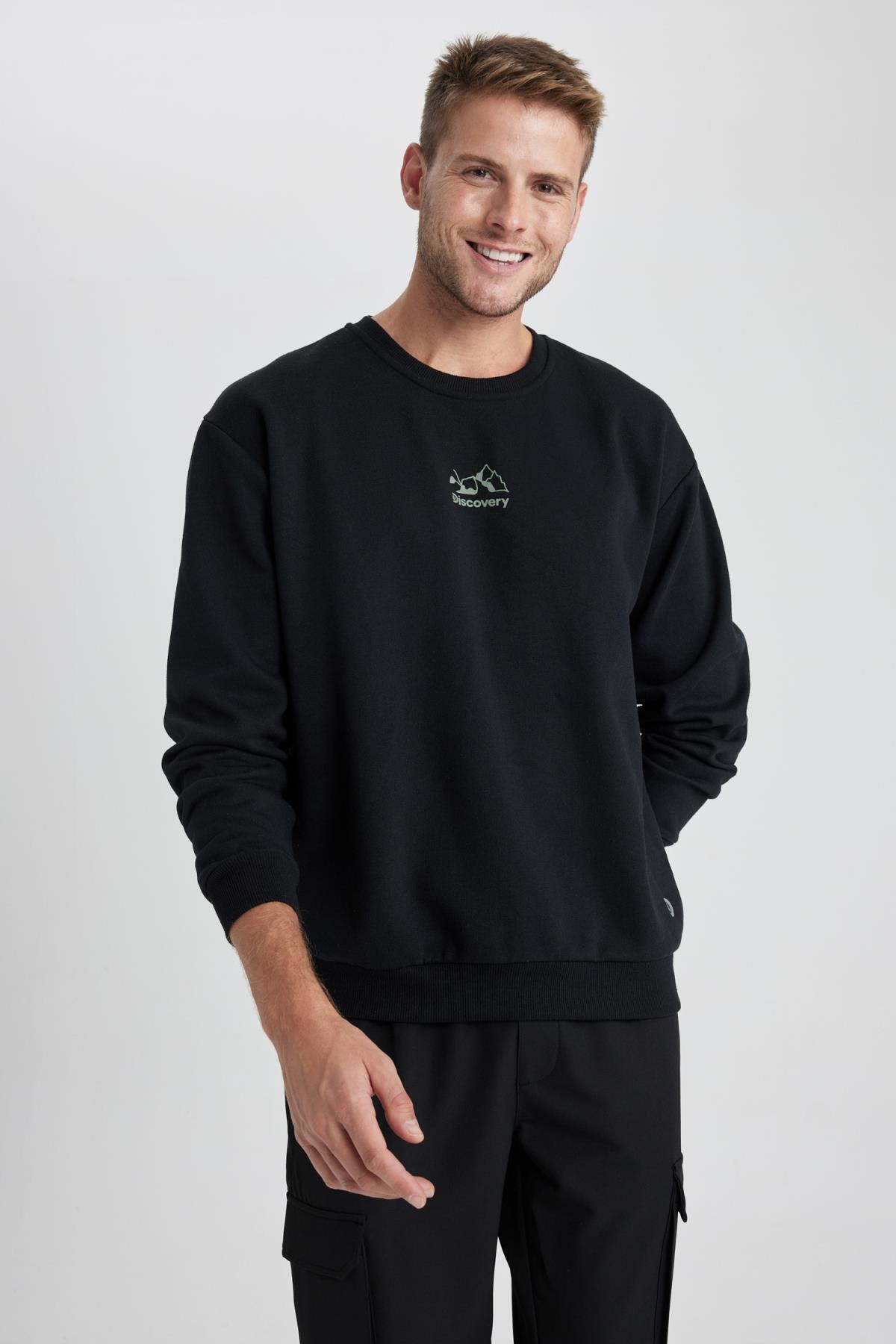 سویشرت مردانه مشکی دفاکتو | Y2582AZ23AU اورجینال - تصویر 4