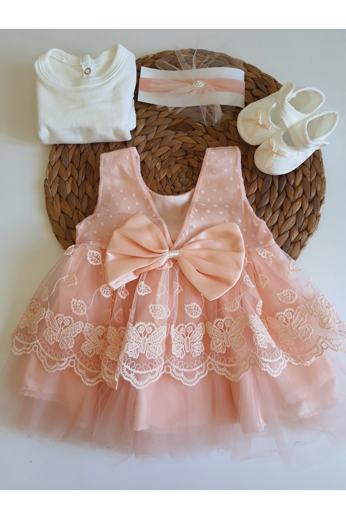 PİLEKİ BABY Kız Bebek Mevlüt Takımı Bebek Prenses Elbise Dantelli Elbise 0 4 Ay Bebek Hediyelik fotoğrafı 5 (önizleme)