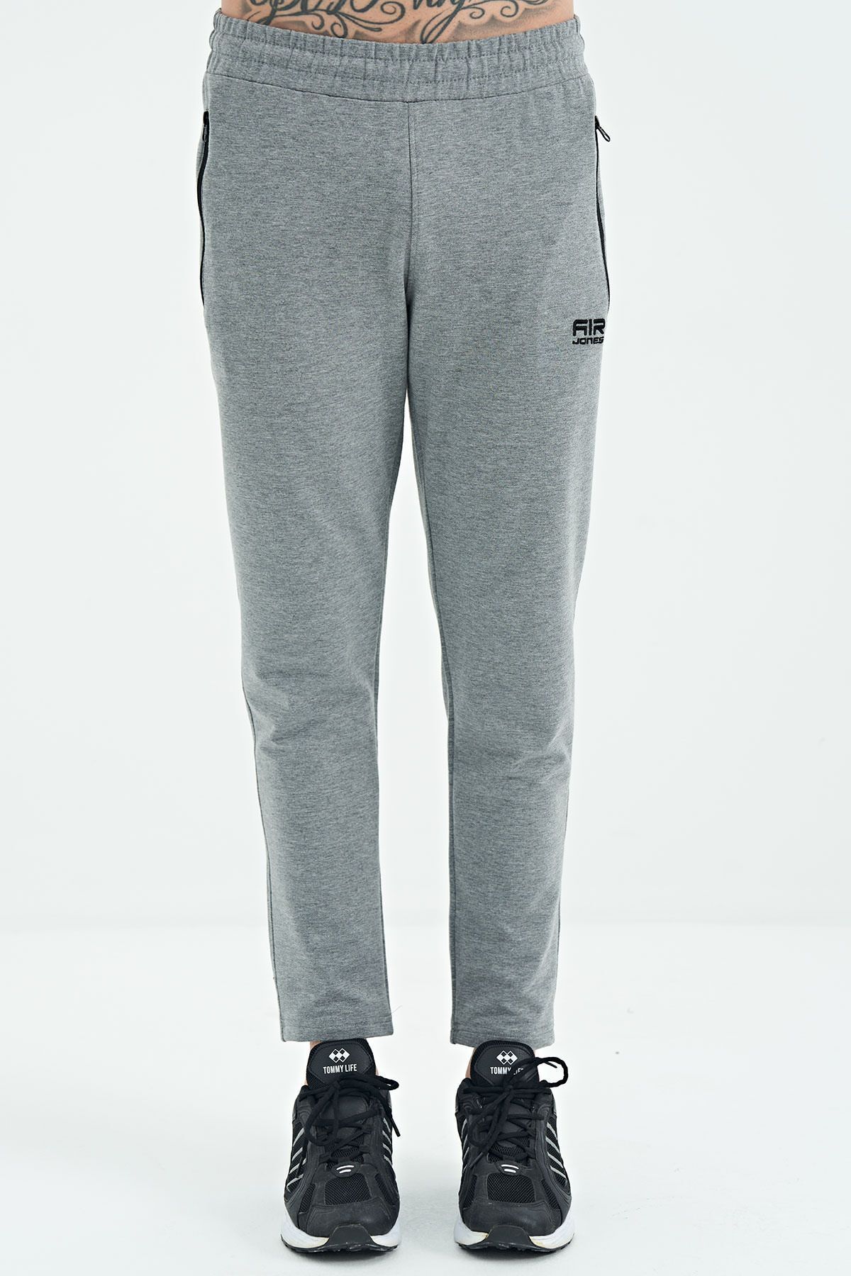 Air Jones Victor Gray Melange Skinny Leg Men s Tracksuit Bottom