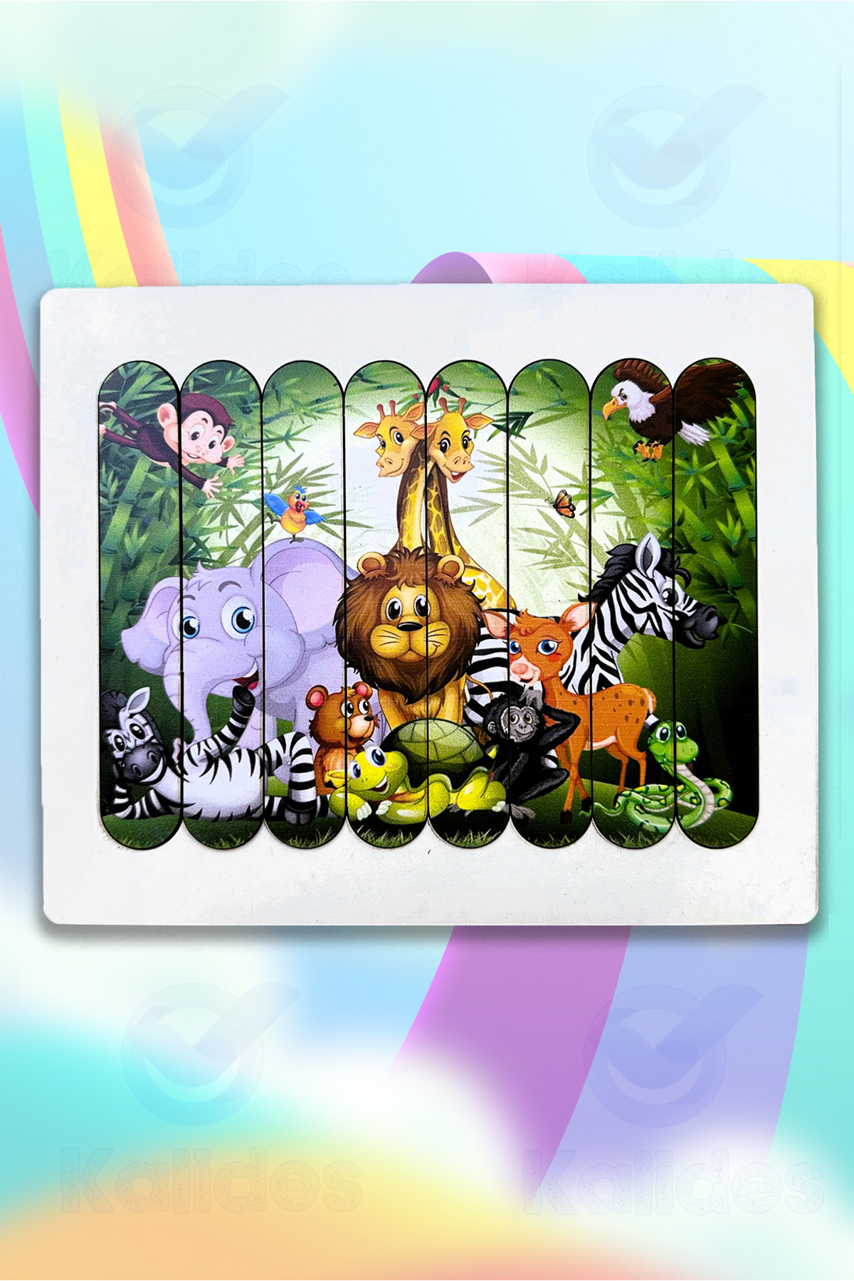 kalides Montessori Eğitici Ahşap Puzzle - Şerit Puzzle - Orman Hayvanları fotoğrafı 2 (önizleme)